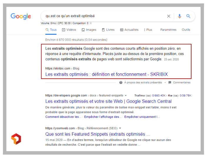 criteres seo - featured snippets