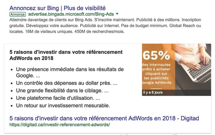 featured snippet google