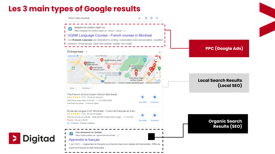 Example of Google first page