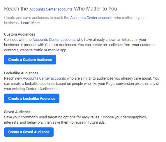 Create an audience on Facebook ads